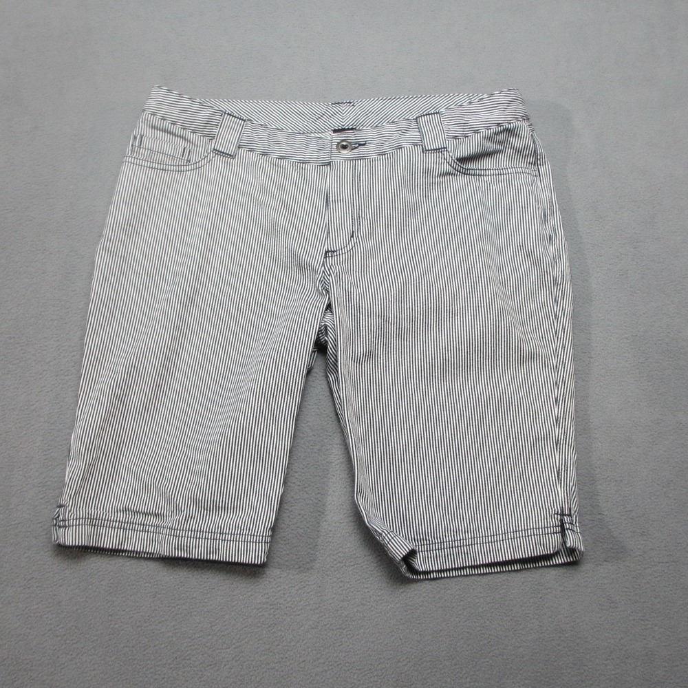 Patagonia Inga Shorts Women 10 White Black Excellent Hickory Stripe Canvas 57415